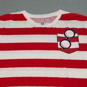 WHERE'S WALDO Red White Striped Shirt Mens Size 3XL Short Sleeve Funny